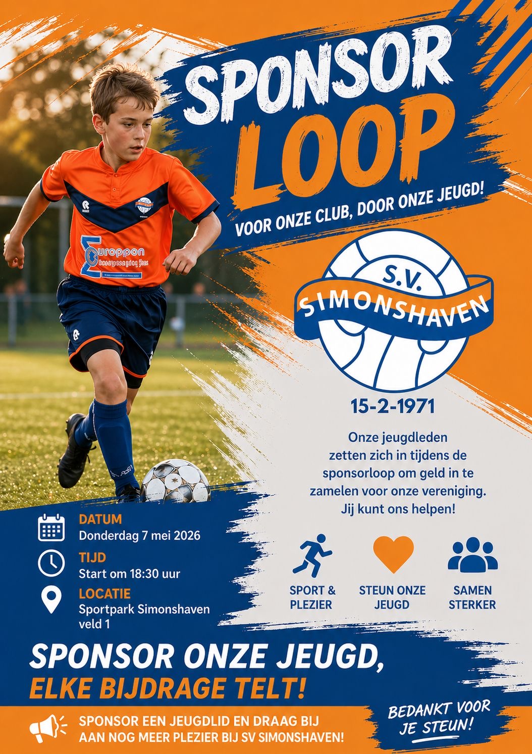 *Sponsorloop SV Simonshaven – onze jeugd komt in actie!*🧡💙